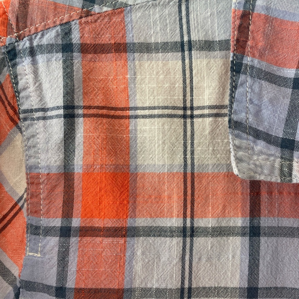 J. Crew Men's Orange and Blue Plaid Shirt - Picture 4 of 9